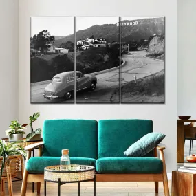 1950s Austin Car Driving Up Hollywood Hills Wall Art