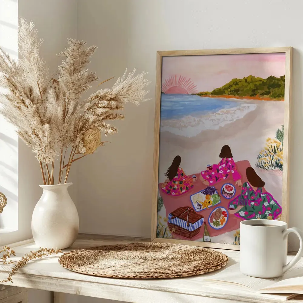 Beach Picnic by Sarah Gesek- Stretched Canvas, Poster or Fine Art Print