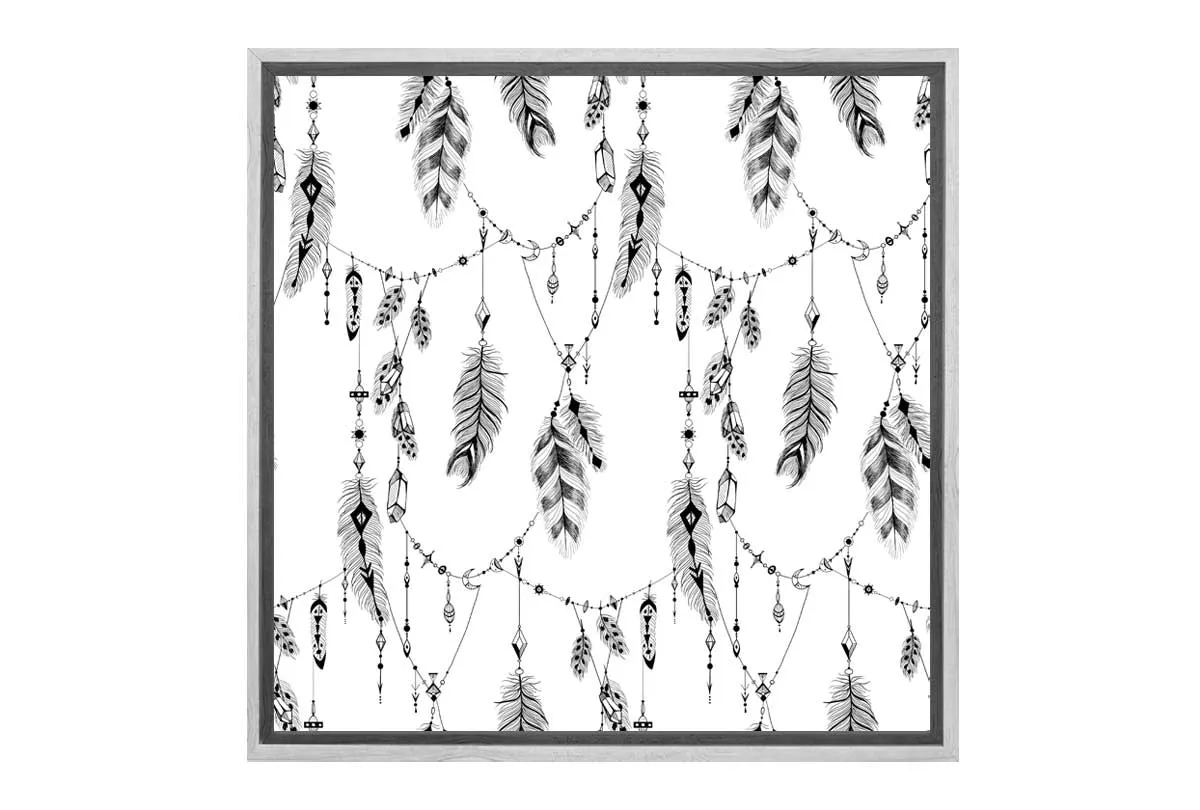 Black Boho Feathers 2 | Canvas Wall Art Print