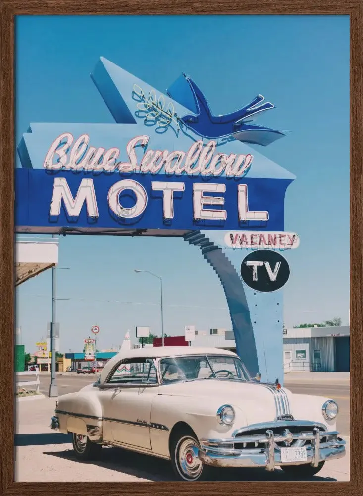 Blue Swallow Motel - Stretched Canvas, Poster or Fine Art Print