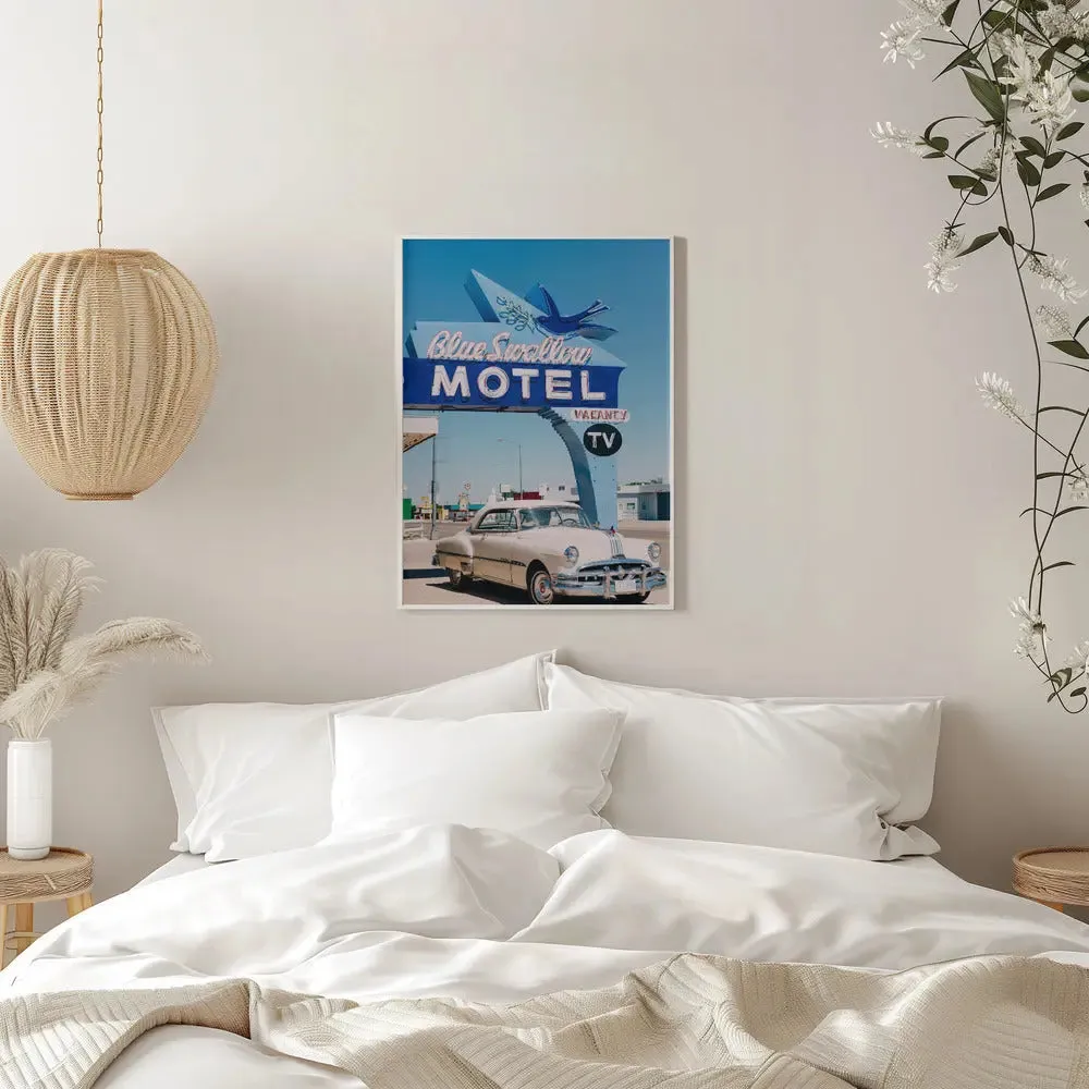 Blue Swallow Motel - Stretched Canvas, Poster or Fine Art Print