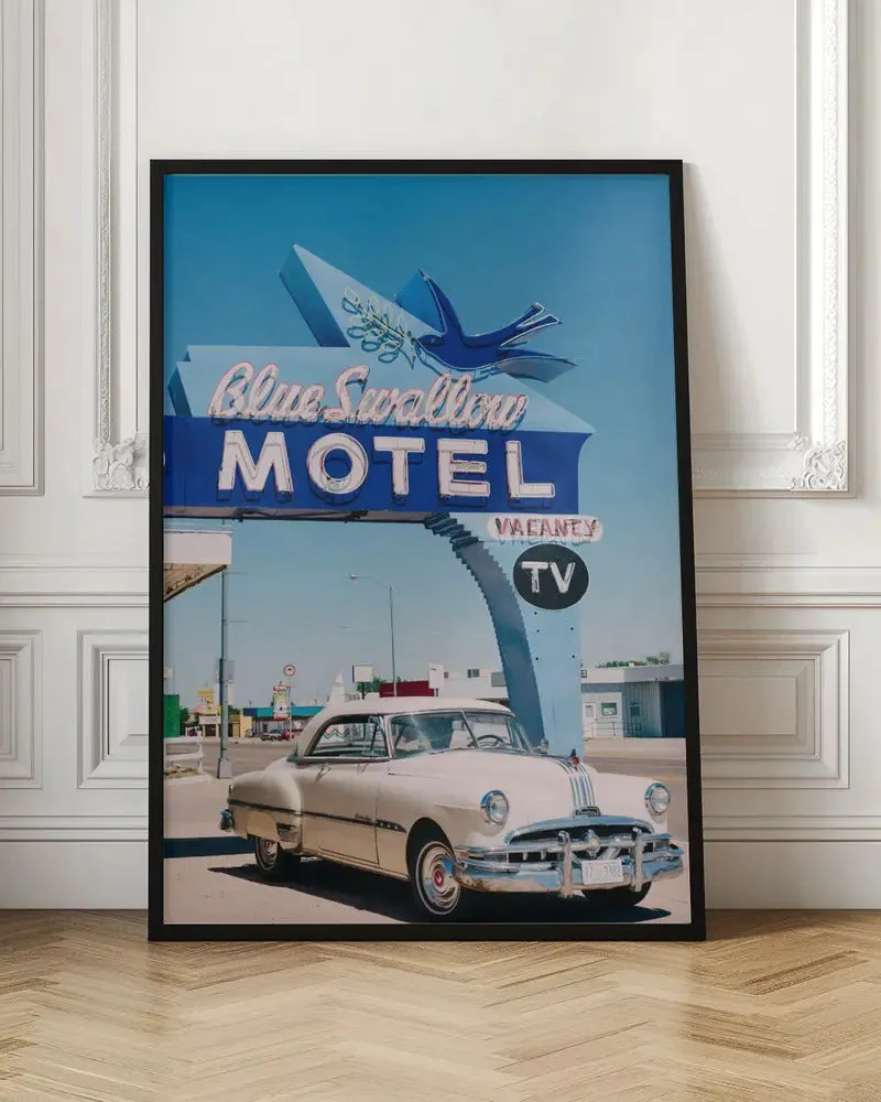 Blue Swallow Motel - Stretched Canvas, Poster or Fine Art Print