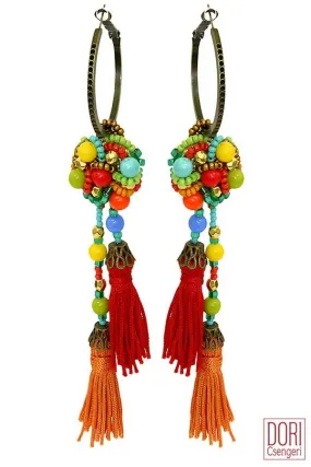 Carmel statement hoop earrings with tassels