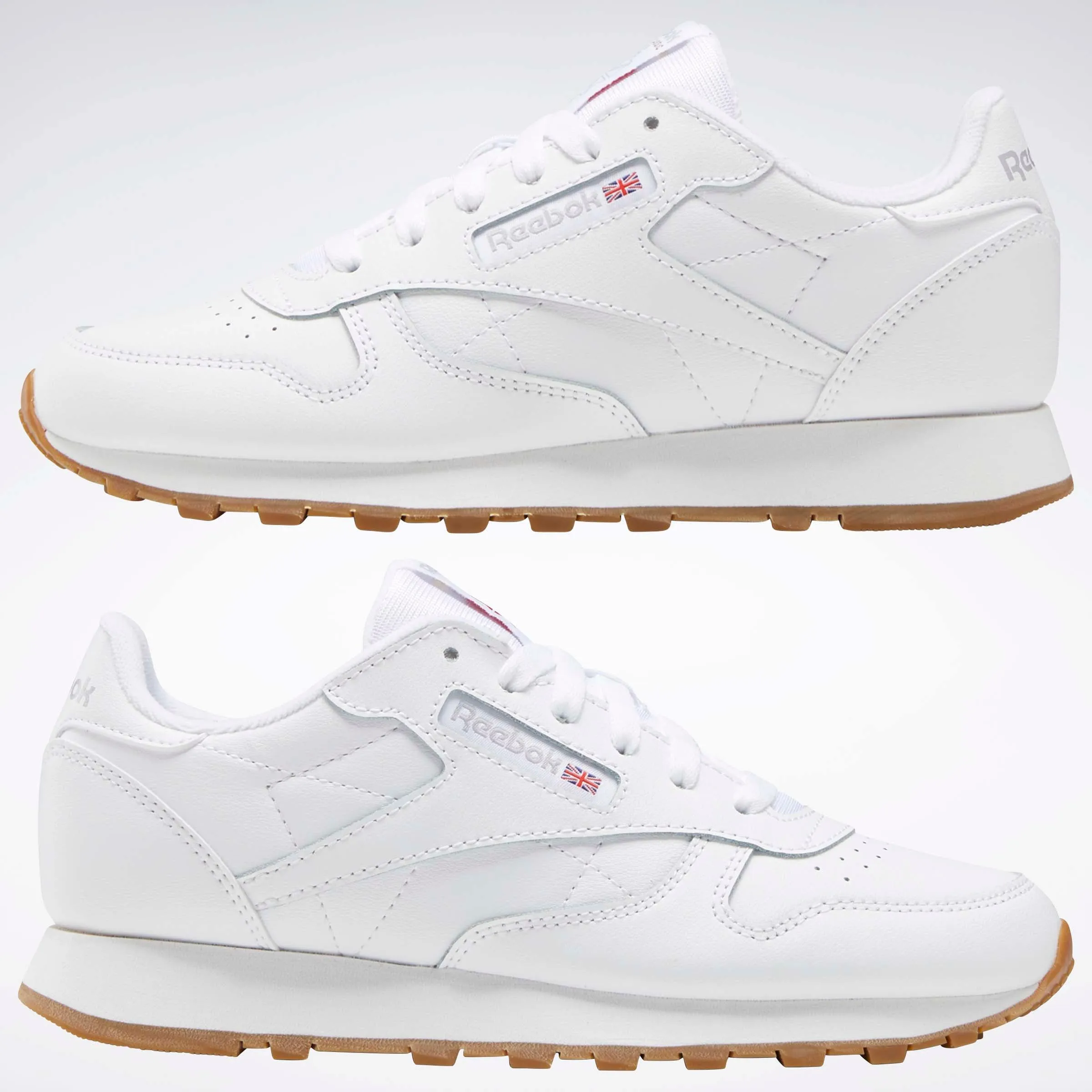 Classic Leather Shoes - Big Kids White/White