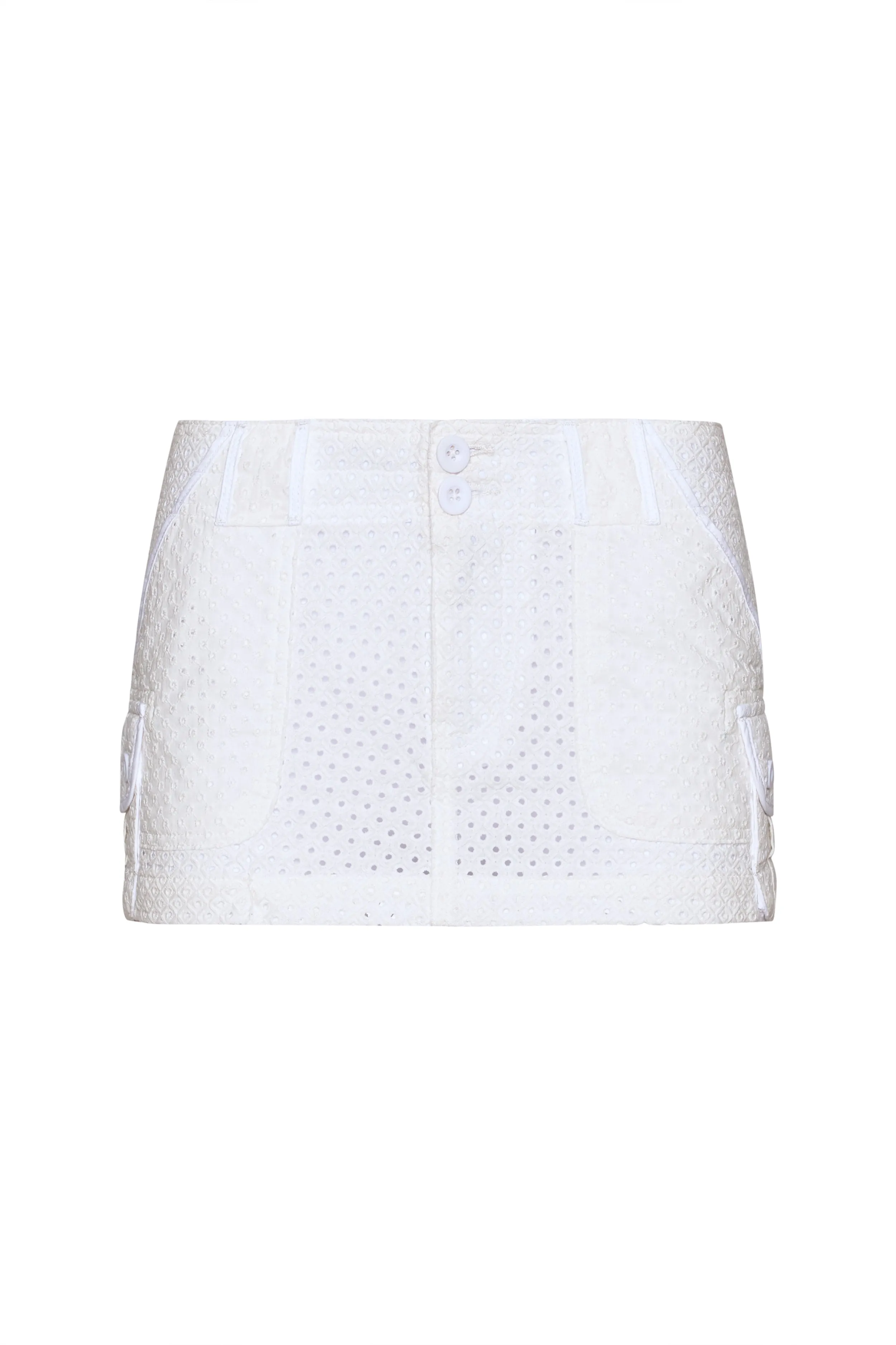 Cotton Eyelet Cargo Skirt