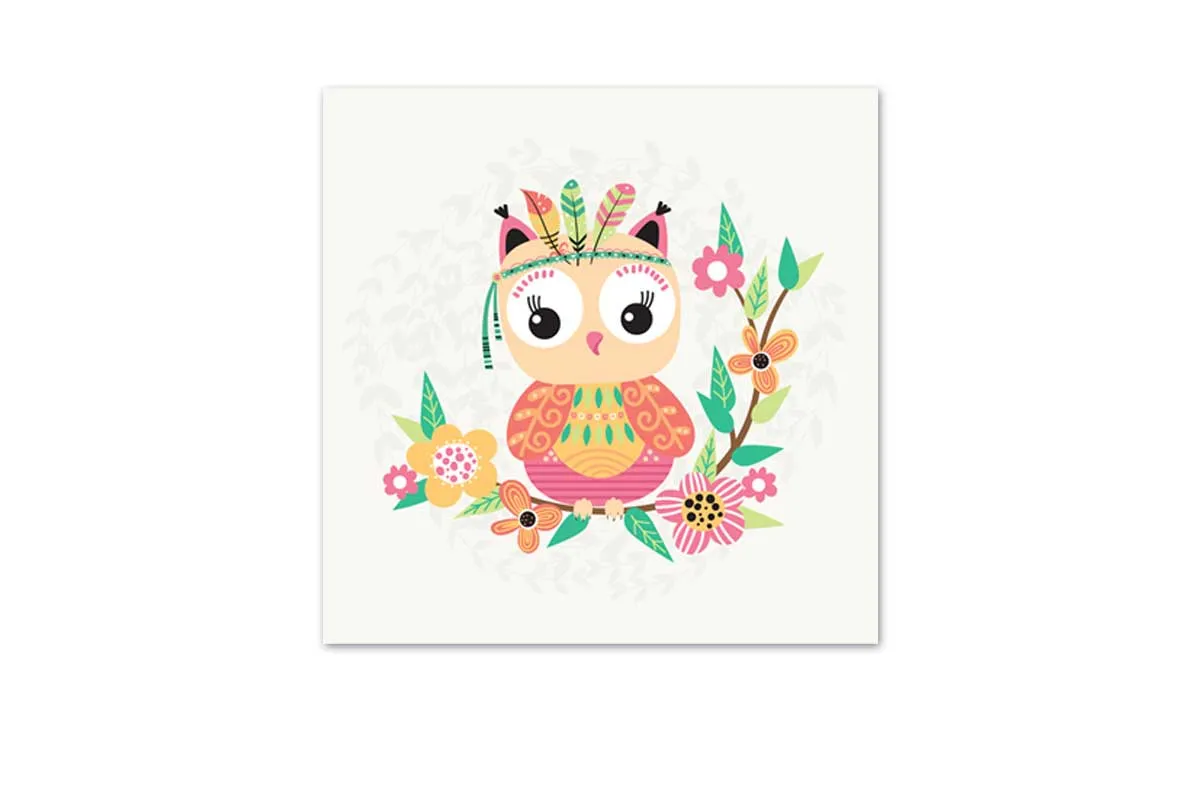 Cute Boho Tribal Owl | Canvas Wall Art Print