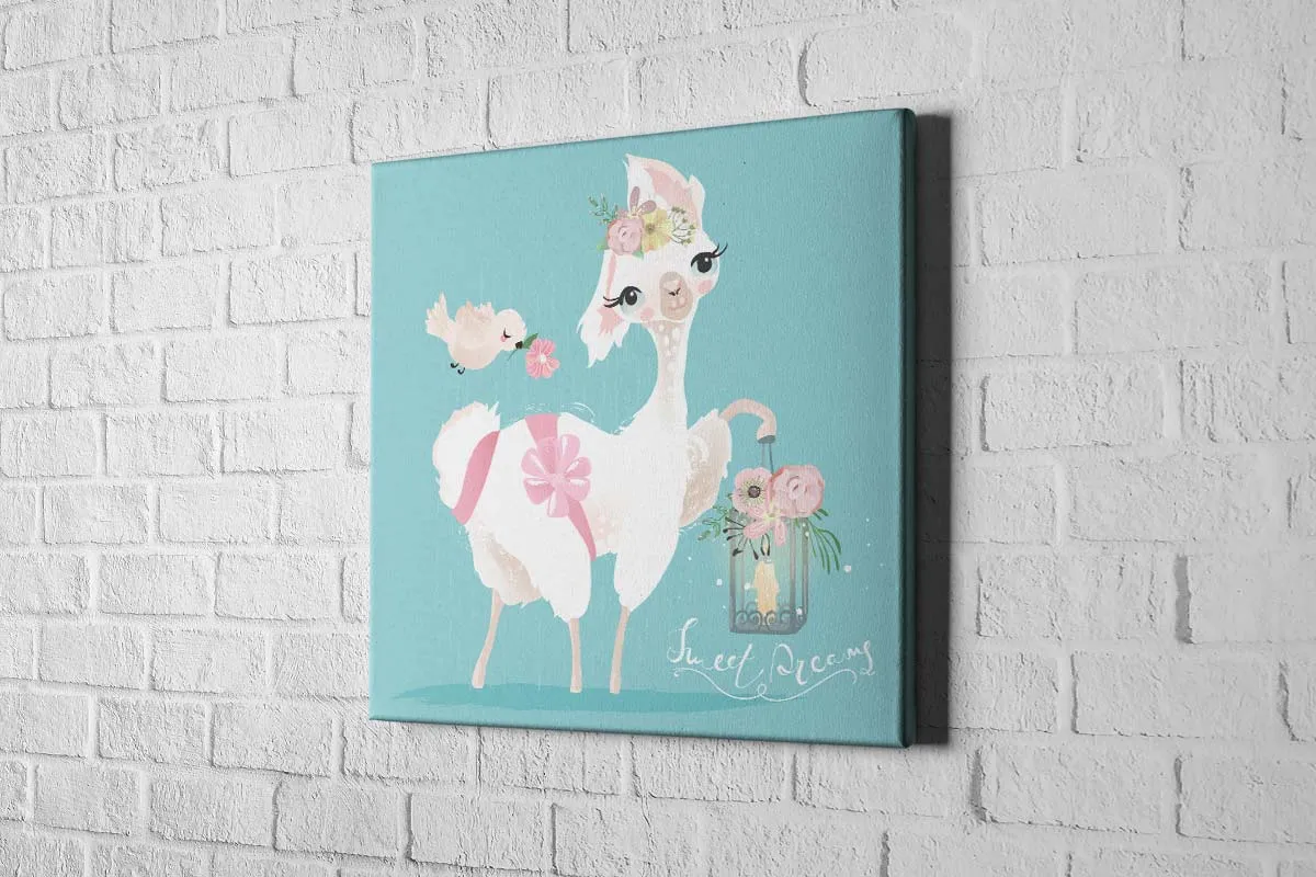 Cute Llama  | Canvas Wall Art Print