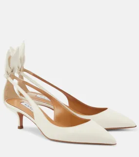 Leather shoes with bow tie 50 Aquazzura, white