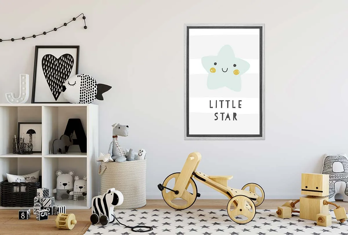 Little Star Grey Gold | Scandinavian Kid's Wall Art Print