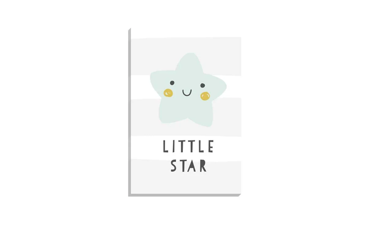 Little Star Grey Gold | Scandinavian Kid's Wall Art Print