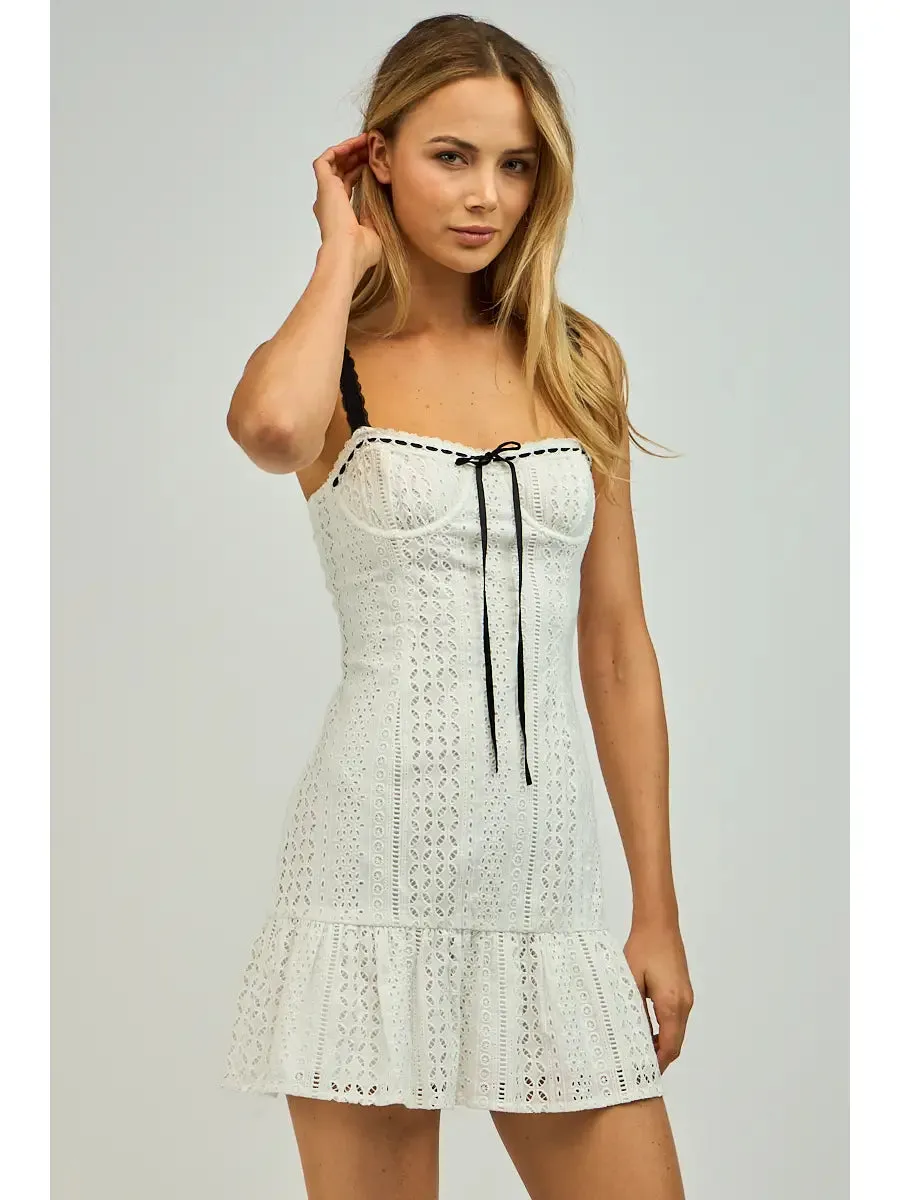 Make Believe Eyelet Mini Dress