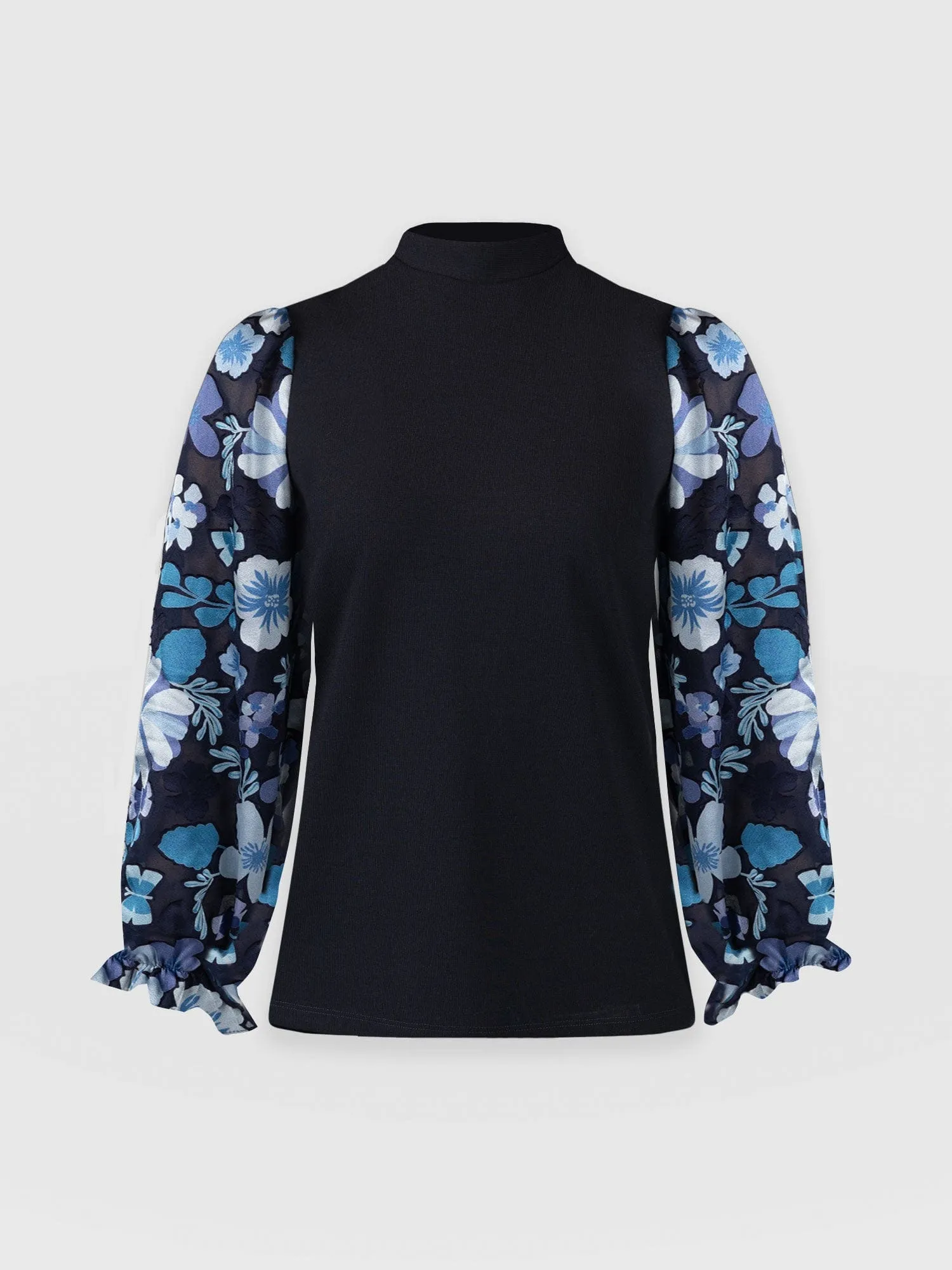 Penny Puff Sleeve Long Sleeve Top - Navy Pop Floral