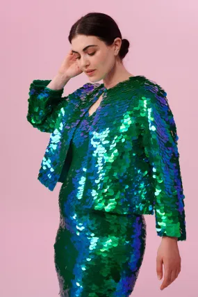 PENNY SEQUIN JACKET - EMERALD