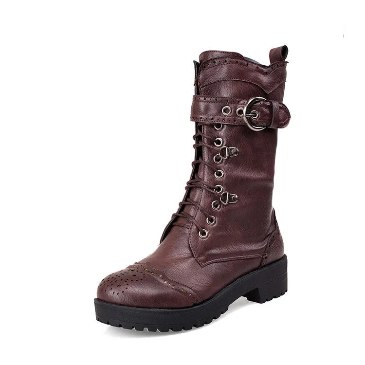 Wenkouban Martin brown Boots Women's Boots British Style Autumn and Winter New Thick Bottom Belt Buckle Short Boots